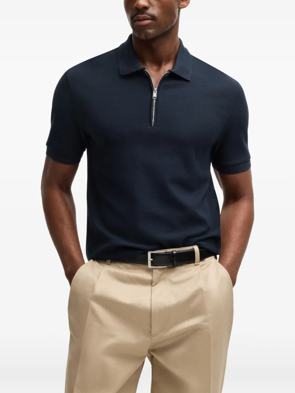 Shop Hugo Boss Fine-knit Polo Shirt