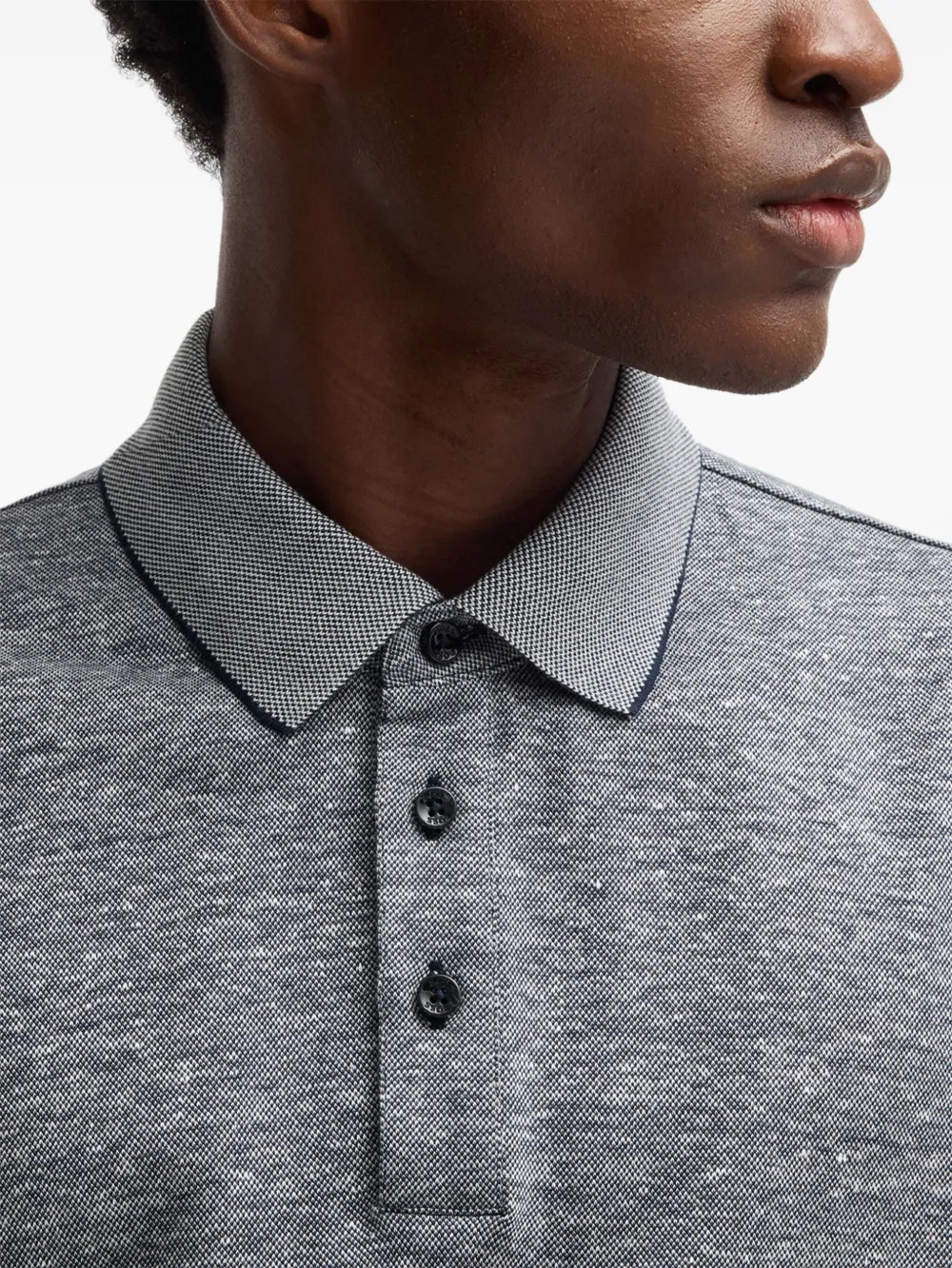 BOSS Poloshirt van linnenblend Grijs