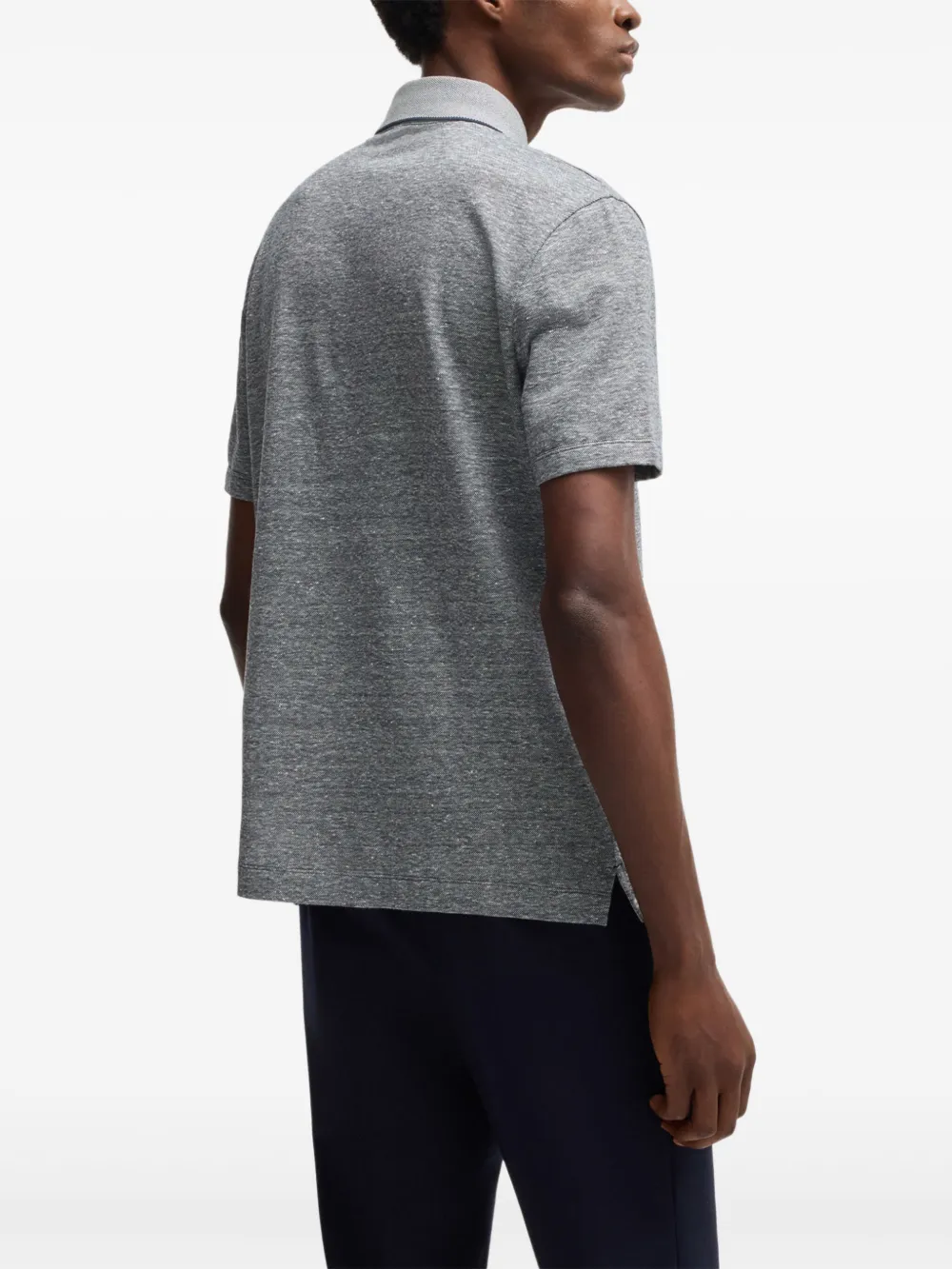 BOSS Poloshirt van linnenblend Grijs