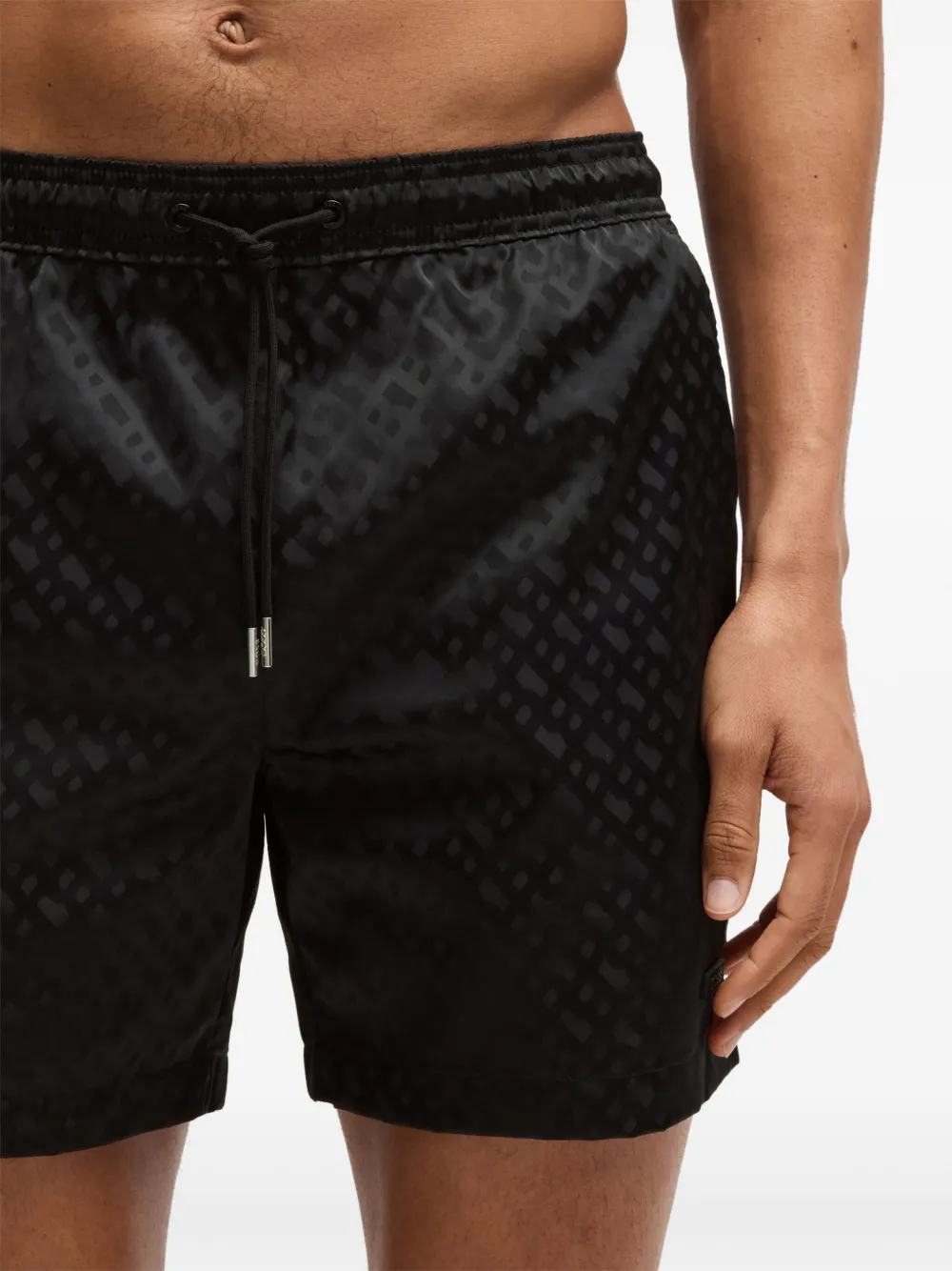 BOSS Zwembroek met monogramprint Zwart
