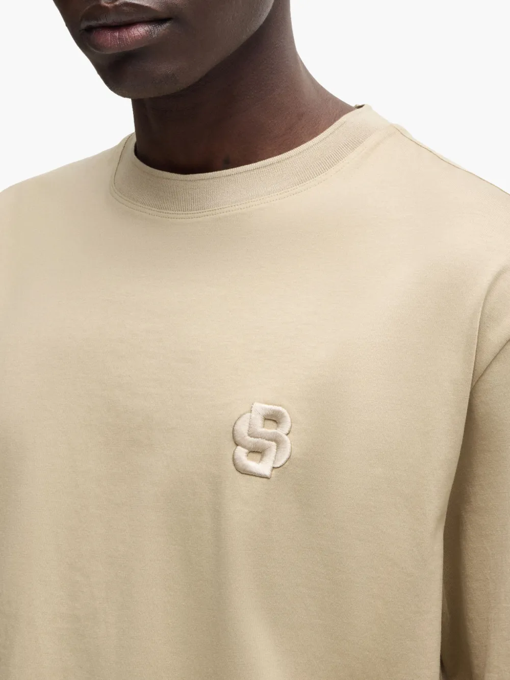 BOSS T-shirt met geborduurd logo Beige