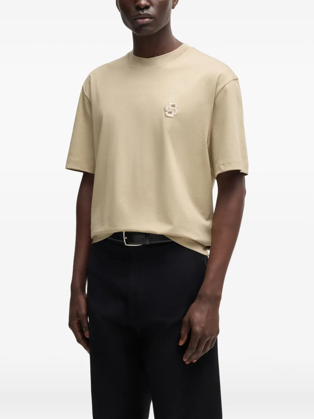 BOSS T-shirt met geborduurd logo Beige