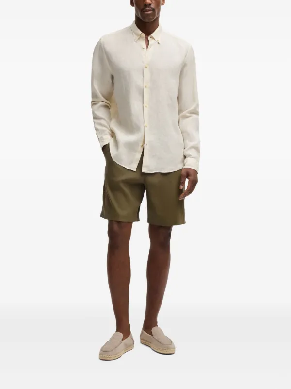 boss dress shorts BOSS Relaxed-fit shorts in cotton twill, Men, Size: 32, gold