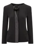 Emporio Armani floral-appliqué blazer - Black