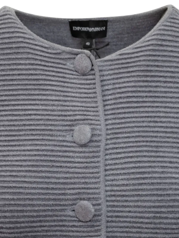 Emporio Armani Striped Cardigan | Grey | FARFETCH IN
