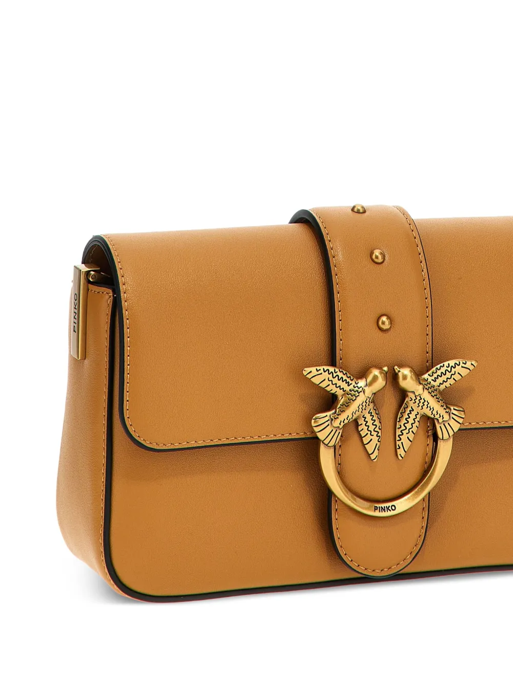 Shop Pinko Mini Love One Crossbody Bag In Brown