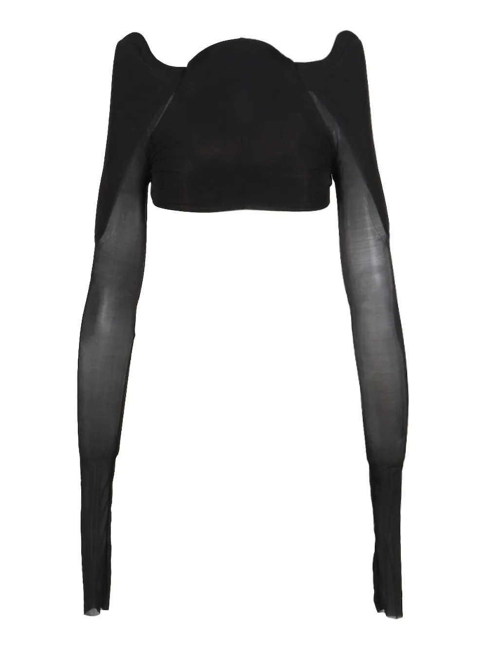 Rick Owens Long-sleeved Crop Top In Black