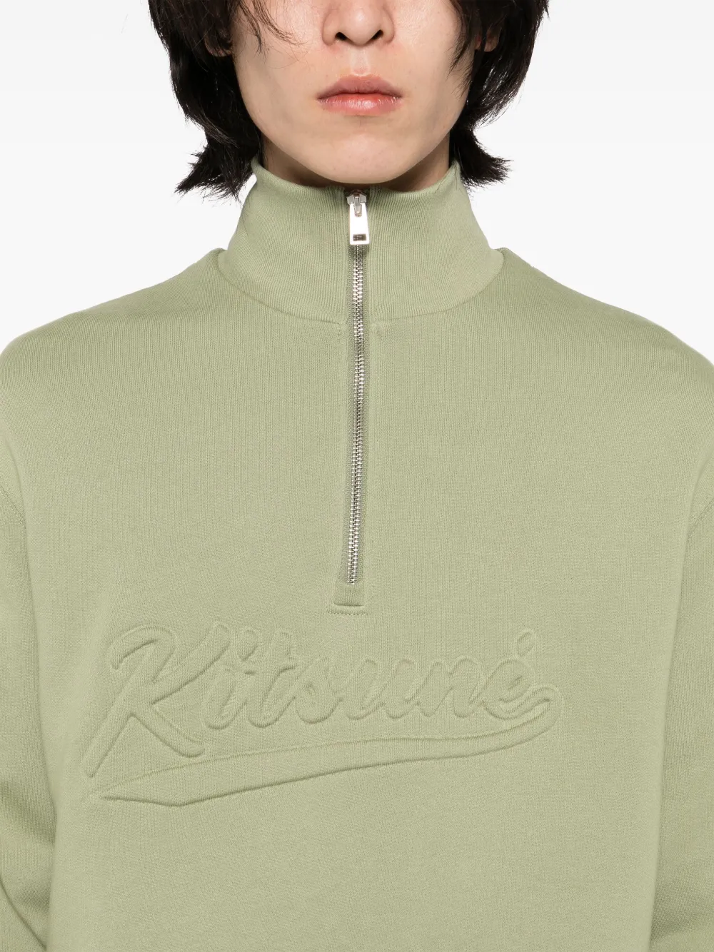 Maison Kitsuné Sweater met halve rits Groen