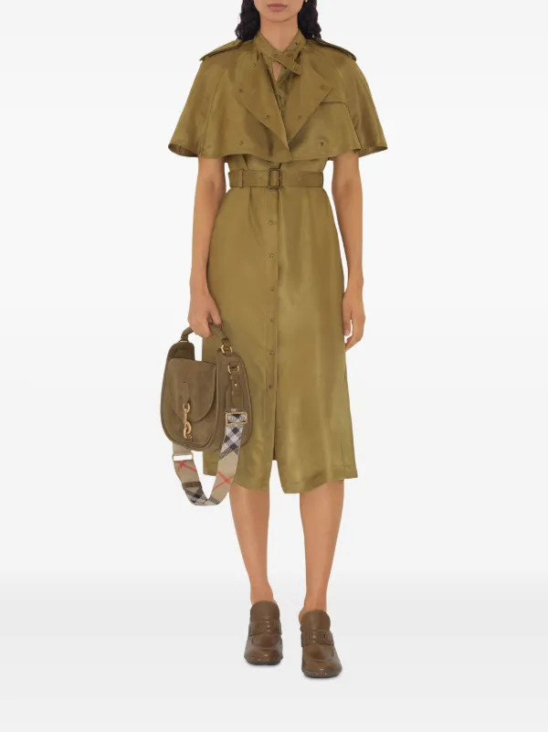 【関税＆送料込み】Burberry Twill Trench Dress Burberry Belted Cape Viscose Trench Dress - Bergdorf Goodman