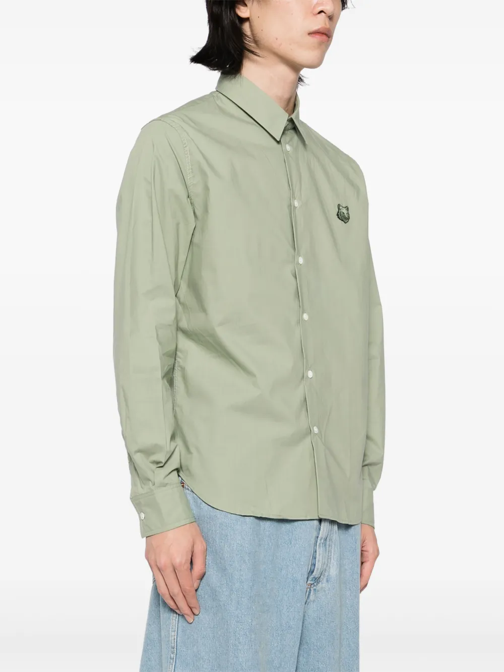 Maison Kitsuné Overhemd met Tonal Fox Head-patch Groen