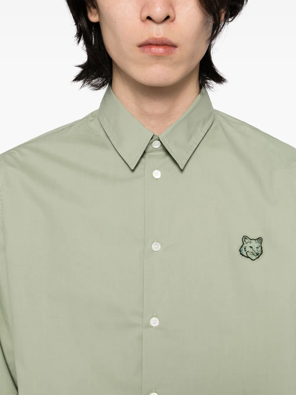 Maison Kitsuné Overhemd met Tonal Fox Head-patch Groen
