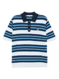 Maison Kitsuné Bold Fox Head-patch striped polo shirt - Blue