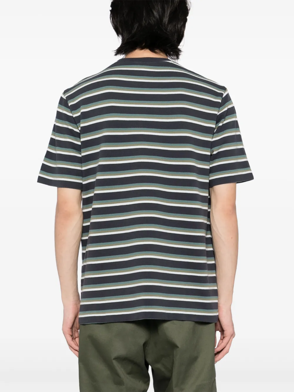 Maison Kitsuné Gestreept T-shirt met Profile Fox-patch Blauw