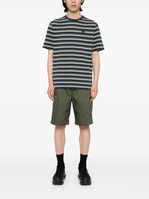 ★メゾンキツネ★Profile Fox Patch Striped Comfort Tee-Shirt PROFILE FOX PATCH STRIPED COMFORT TEE-SHIRT | Maison Kitsuné