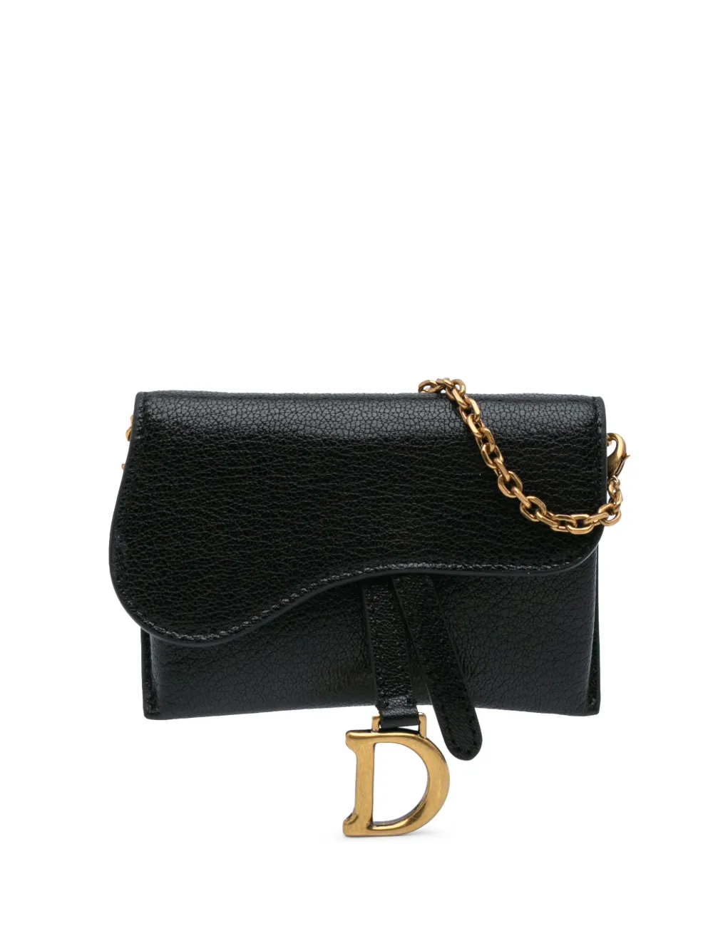 Christian Dior Pre-Owned 2020 ナノ ゴートスキン サドル チェーンポーチ ショルダーバッグ - ブラック Christian Dior Pre-Owned 2020 ナノ ゴートスキン サドル チェーンポーチ ショルダーバッグ - ブラック