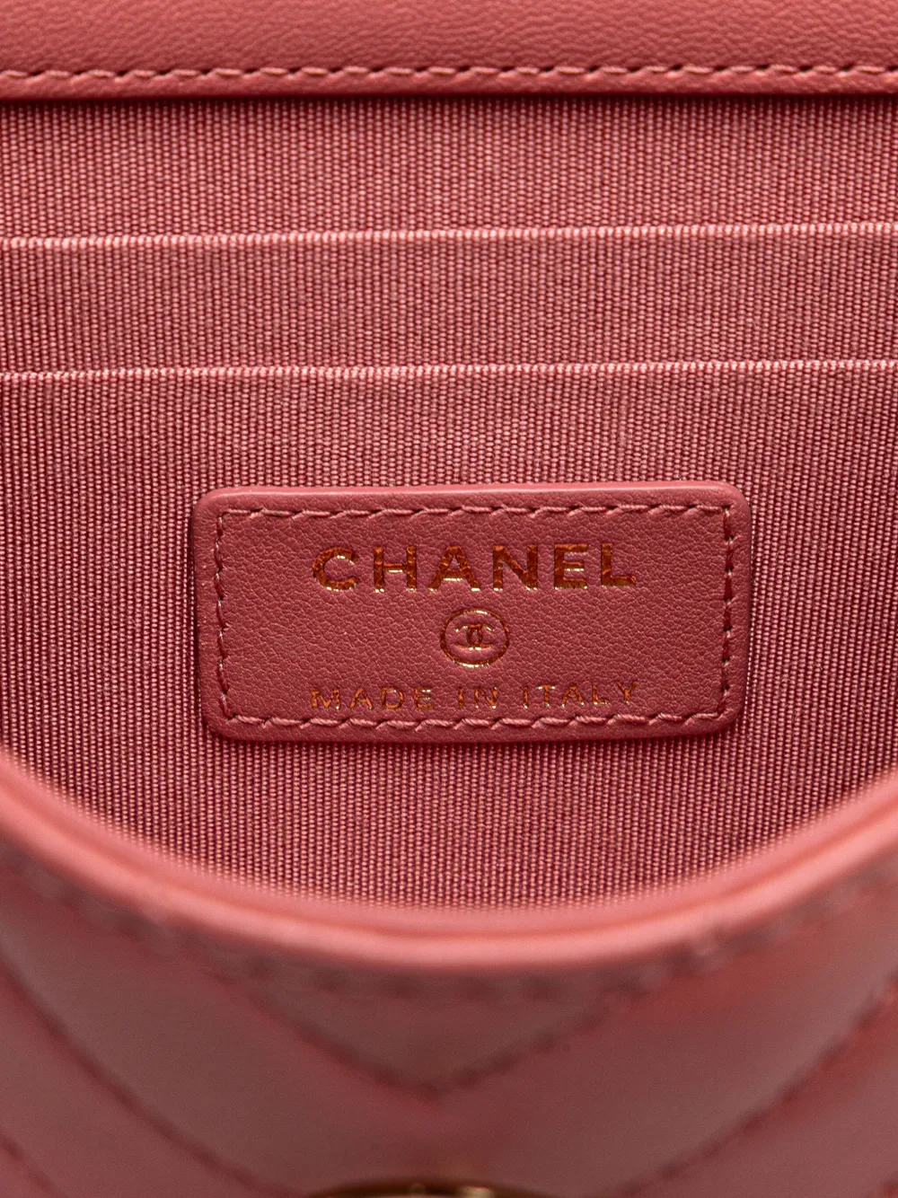 Pre-owned Chanel 2019 Mini Chevron Lambskin Trendy Cc Chain Wallet Crossbody Bag In Pink