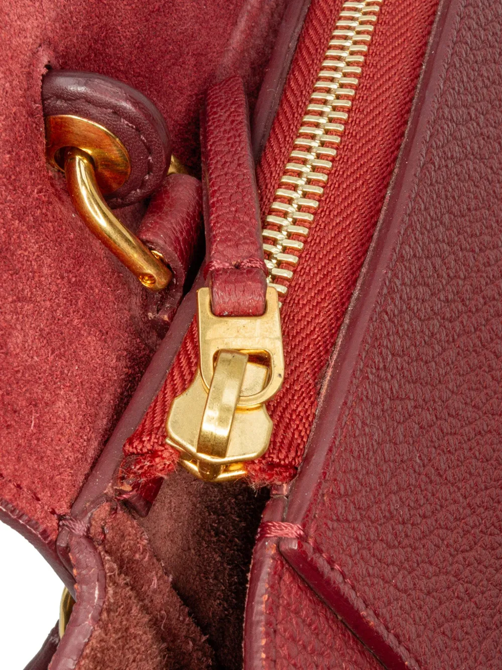 Pre-owned Celine 2015 Mini Grained Calfskin Belt Bag Satchel In Red
