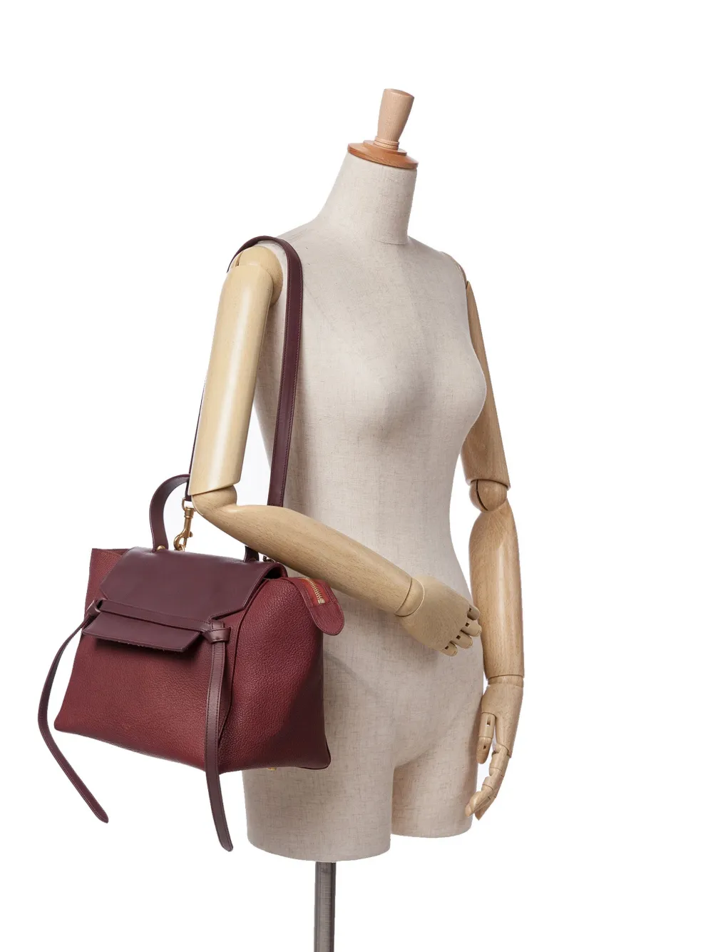 Pre-owned Celine 2015 Mini Grained Calfskin Belt Bag Satchel In Red