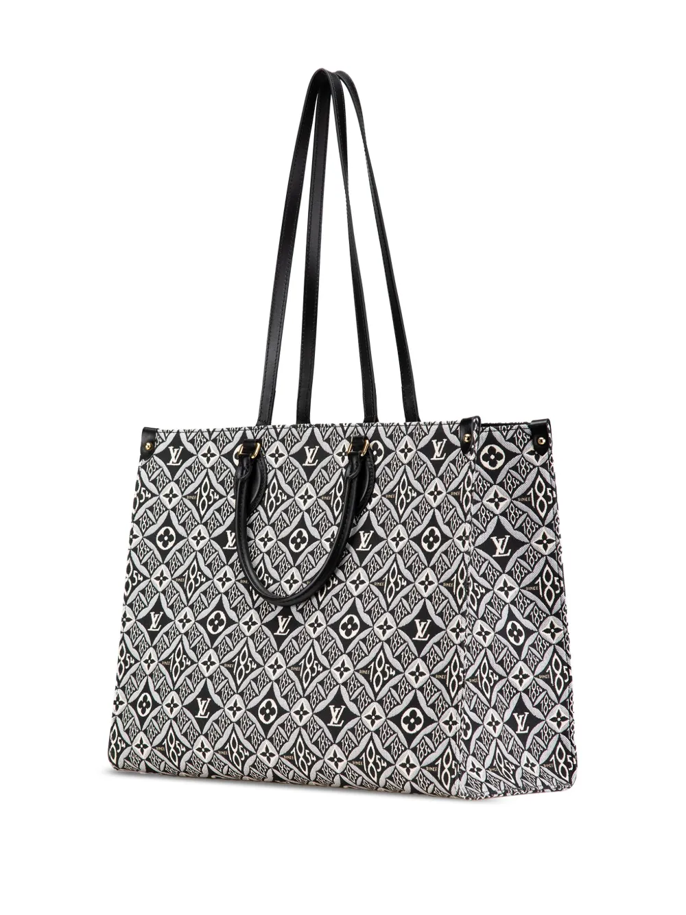 Pre-owned Louis Vuitton 2020 Monogram Since 1854 Onthego Gm Satchel In Black