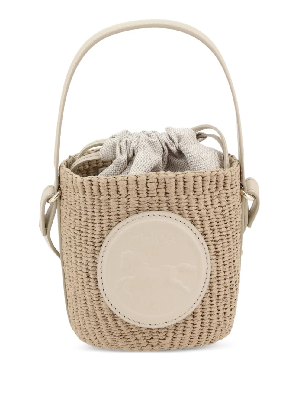 Chloé mini Horse Medal woven bucket bag | Neutrals | Image 1