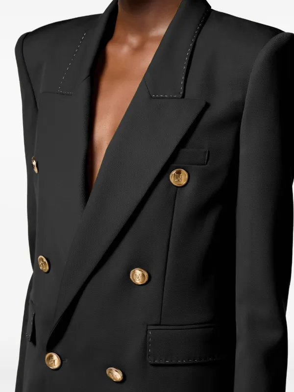 ☆ELISABETTA FRANCHI ダブルブレストウールジャケット Elisabetta Franchi ウール ジャケット | ブラック | FARFETCH JP