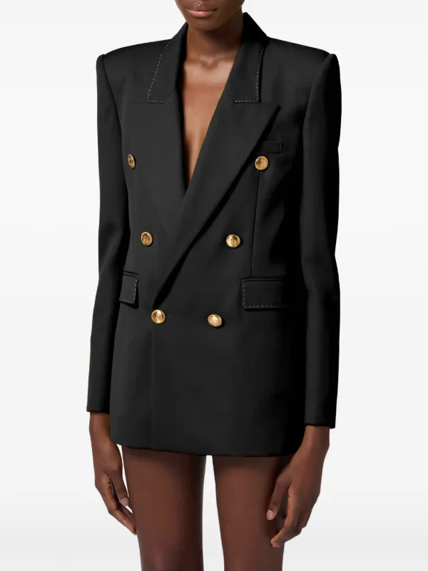 ☆ELISABETTA FRANCHI ダブルブレストウールジャケット Elisabetta Franchi ウール ジャケット | ブラック | FARFETCH JP