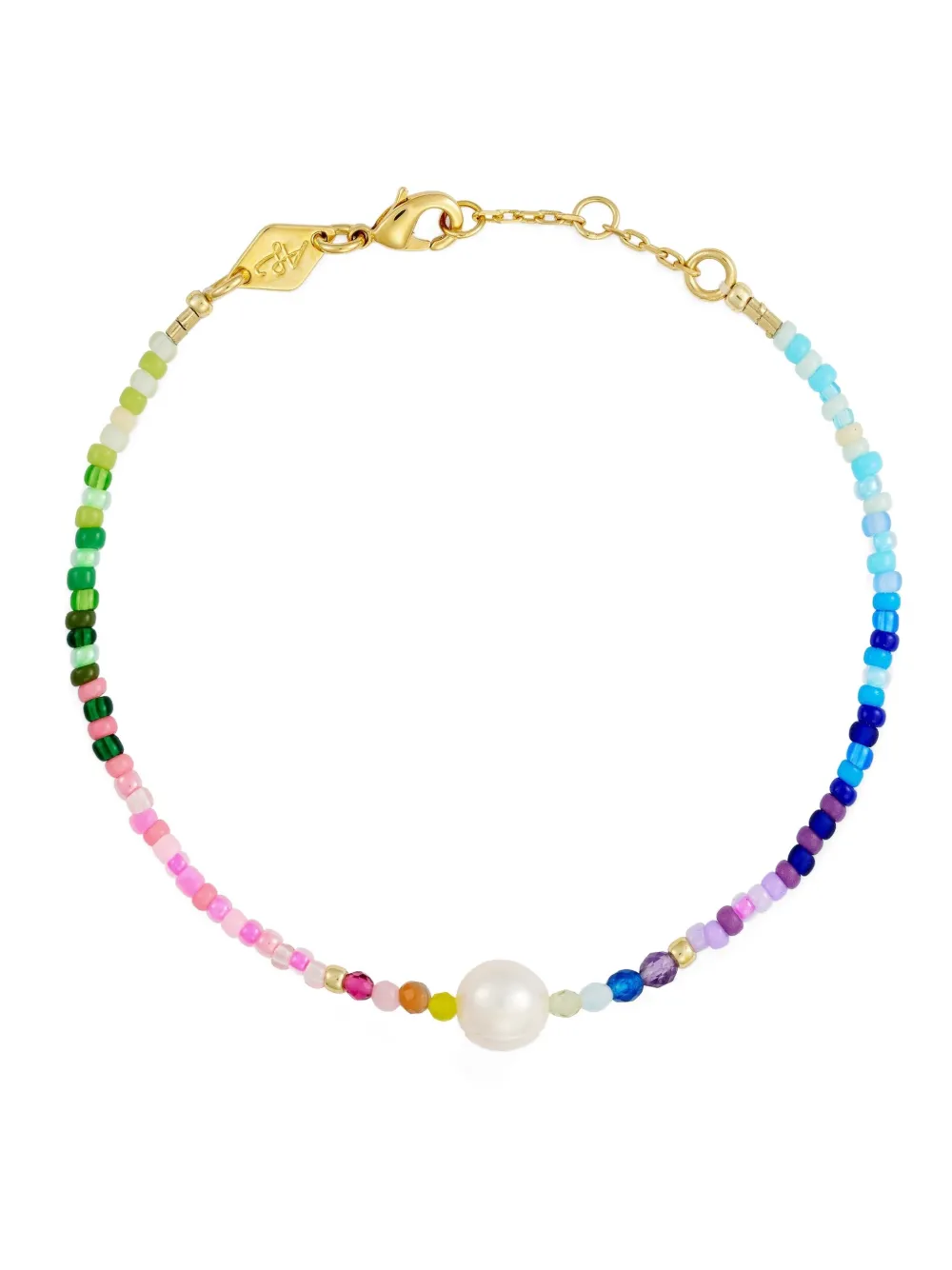 Anni Lu Capri rainbow bead pearl bracelet - Goud