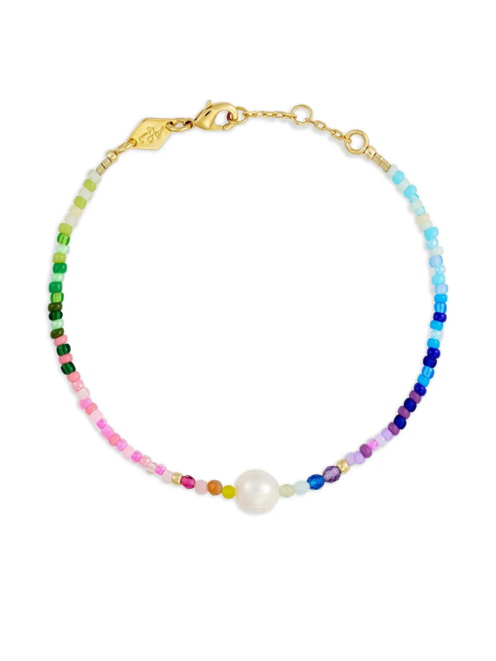 Anni Lu Capri rainbow bead pearl bracelet | Gold | Image 1