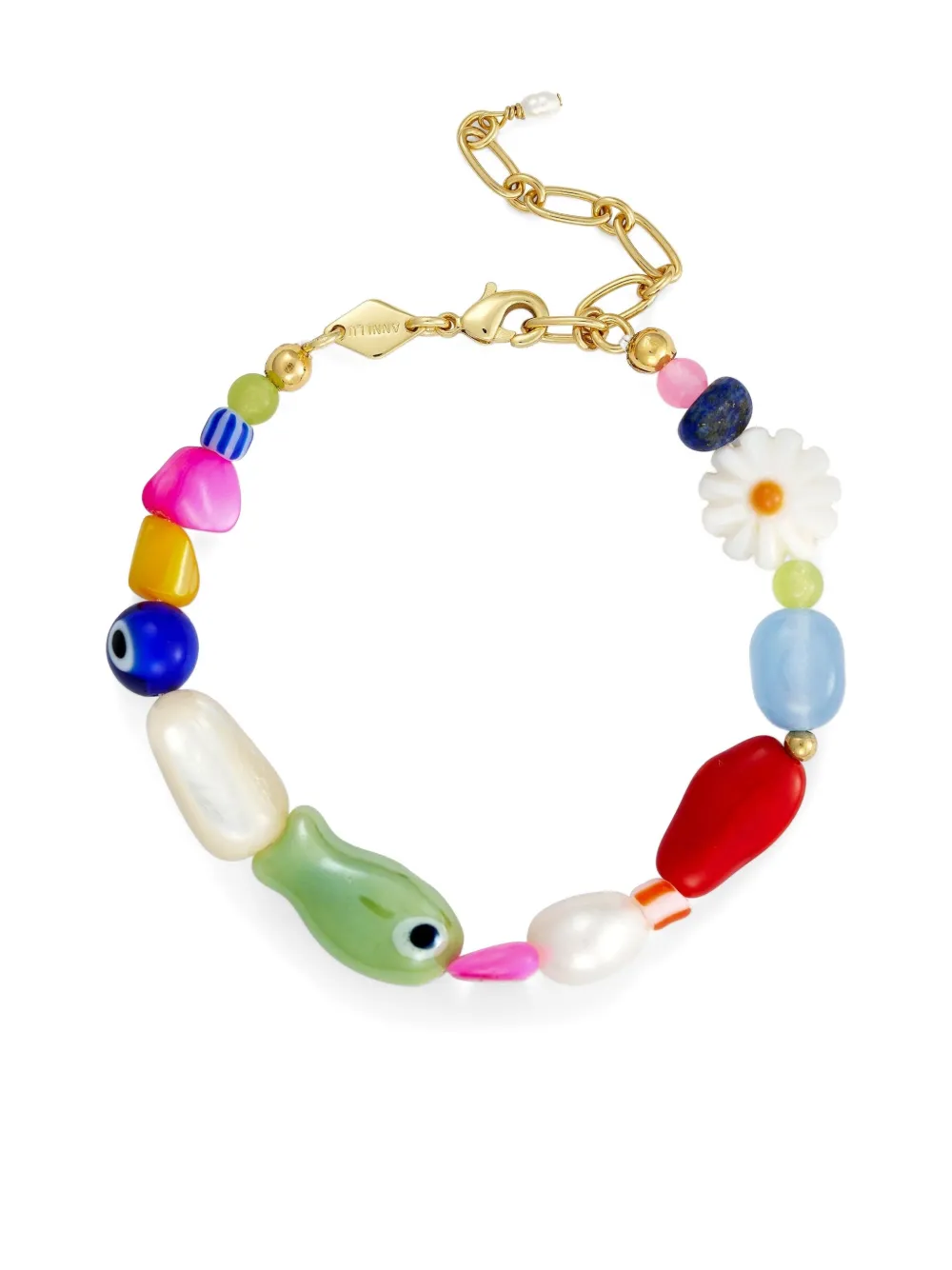 Anni Lu Happy fish-charm beaded bracelet - Wit