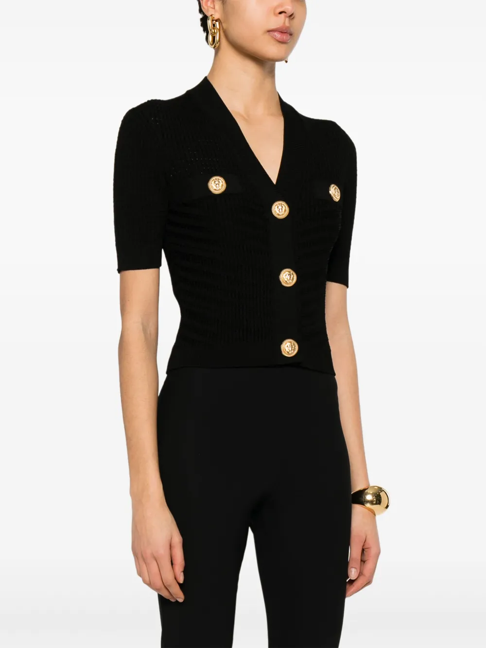 Balmain Top met decoratieve knopen Zwart