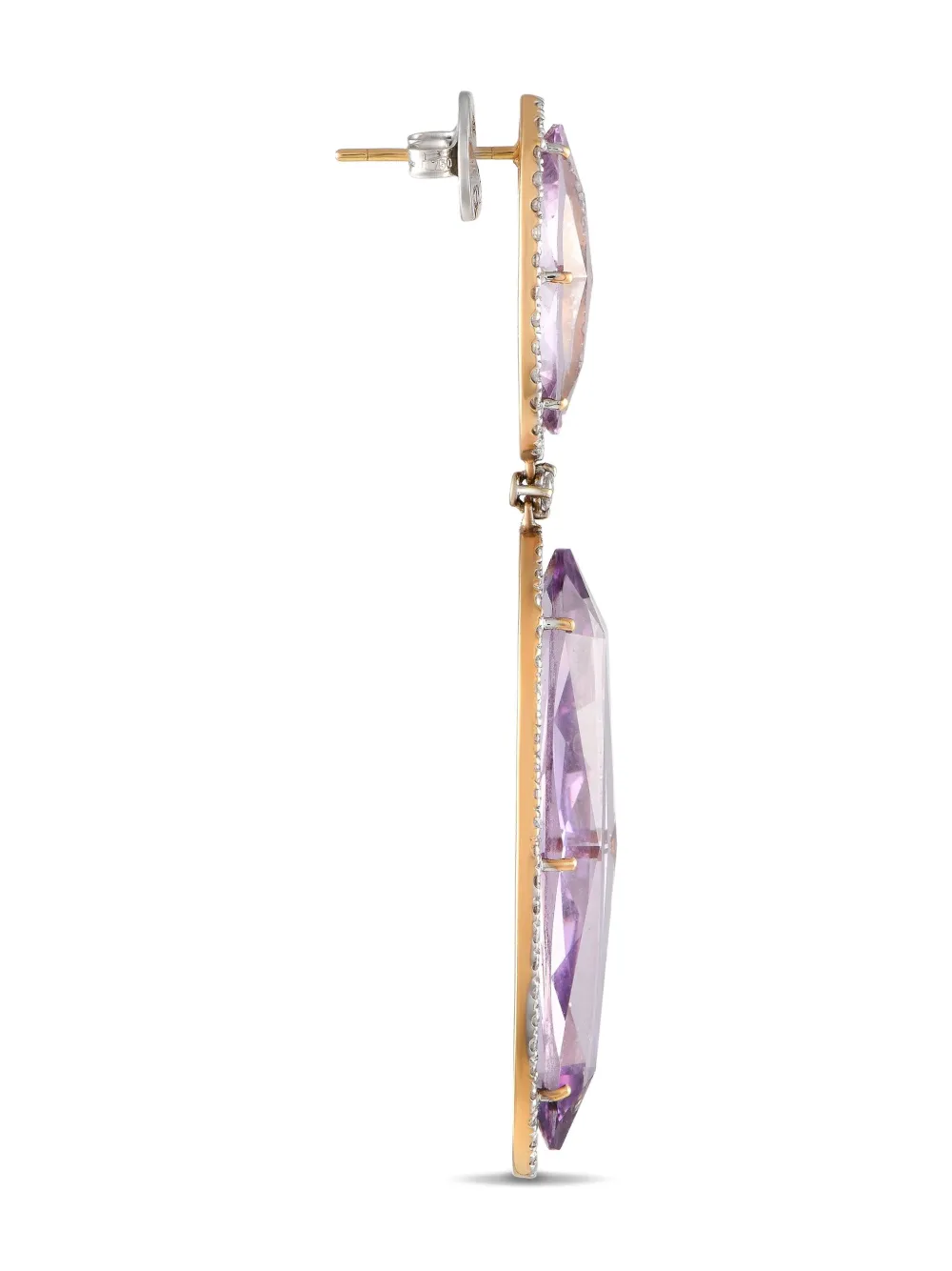 Casato 18K yellow gold diamond and amethyst drop earrings | Image 2