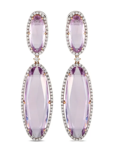 Casato 18K yellow gold diamond and amethyst drop earrings