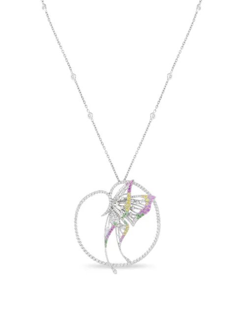 Bucherer collar en oro blanco de 18kt con dije de mariposa y gemas de archivo 