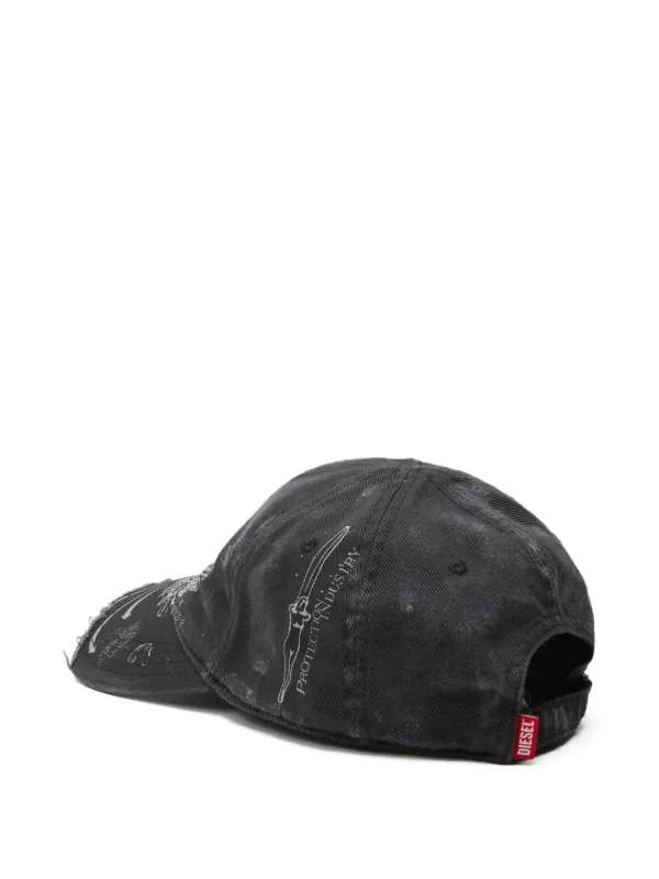 Diesel eagle-print Distressed Cap | Grey | FARFETCH