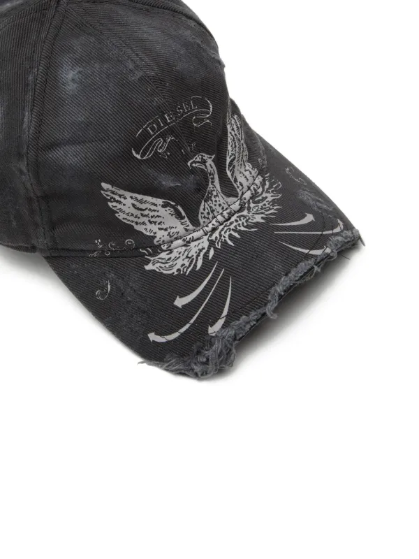 Diesel eagle-print Distressed Cap | Grey | FARFETCH