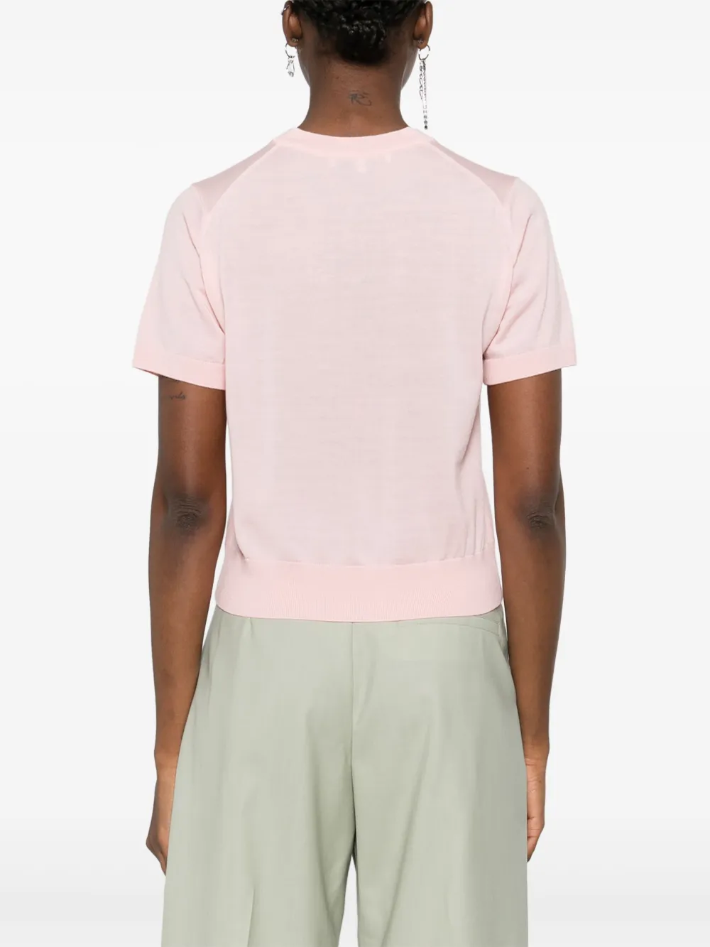 Maison Kitsuné Fox Patch Crew Neck Cardigan In Pink