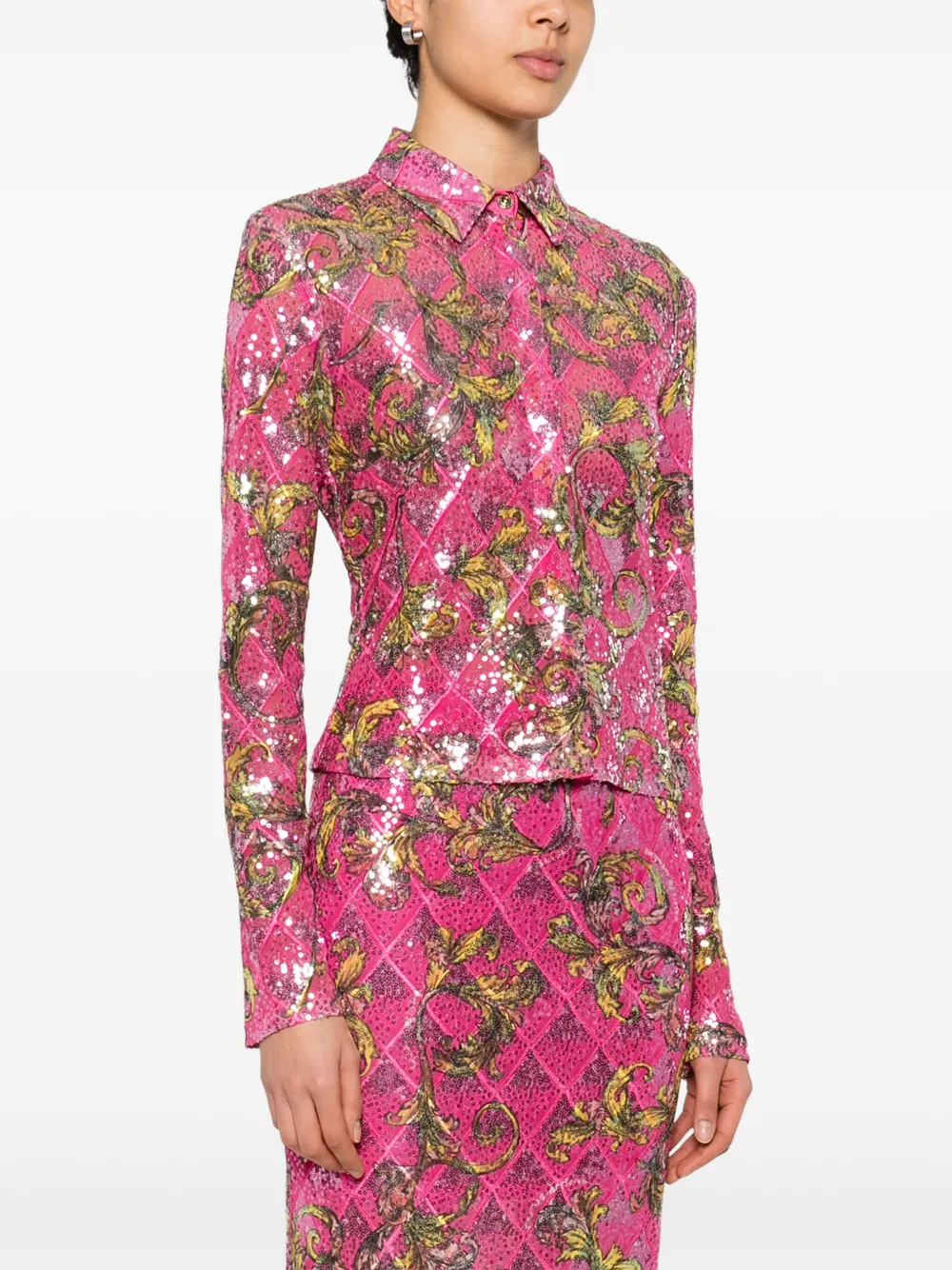 Versace Jeans Couture T-shirt met barokprint Roze