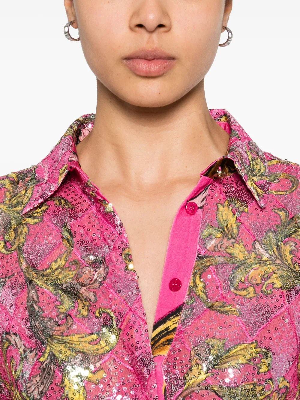 Versace Jeans Couture T-shirt met barokprint Roze