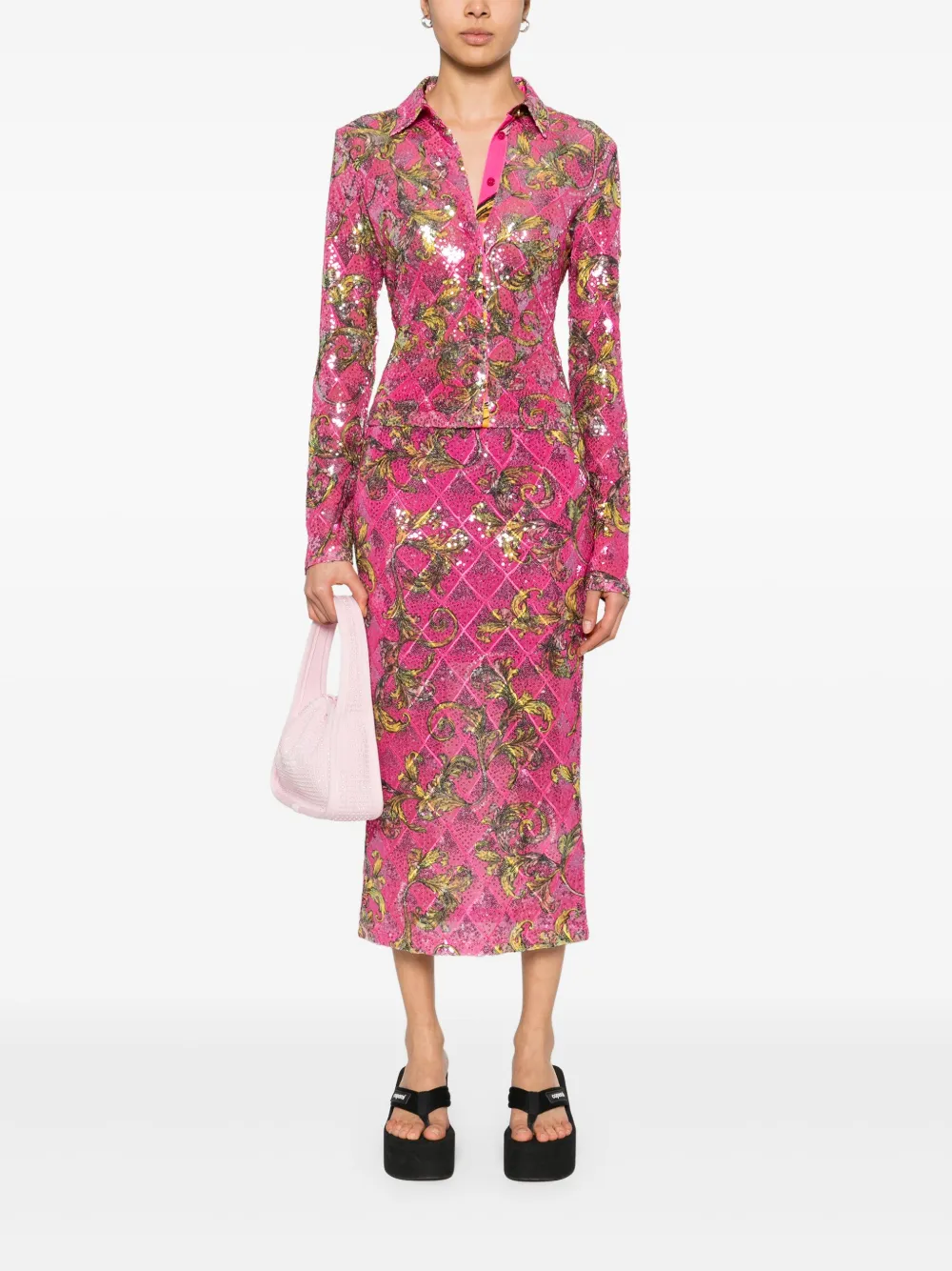 Versace Jeans Couture T-shirt met barokprint Roze