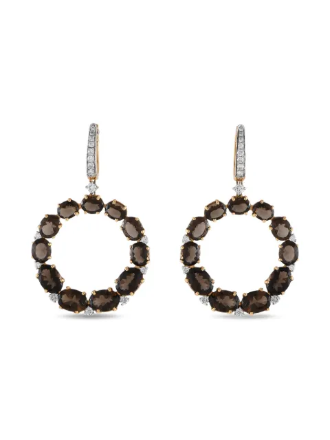 Casato aretes en oro amarillo de 18kt con diamante y cuarzo