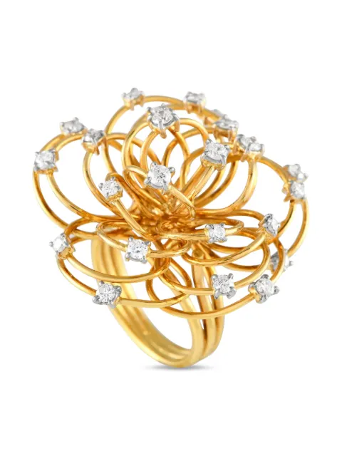 Casato anillo Flower en oro amarillo de 18kt con diamantes