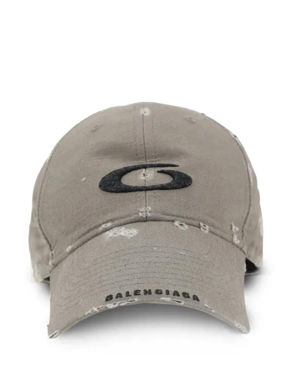 Balenciaga Loop Sports Icon Distressed Baseball Cap | Grey