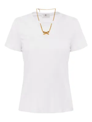 Tシャツ・カットソー ELISABETTA FRANCHI LOGO SHIRT Elisabetta Franchi - Logo modal t-shirt White - The Corner