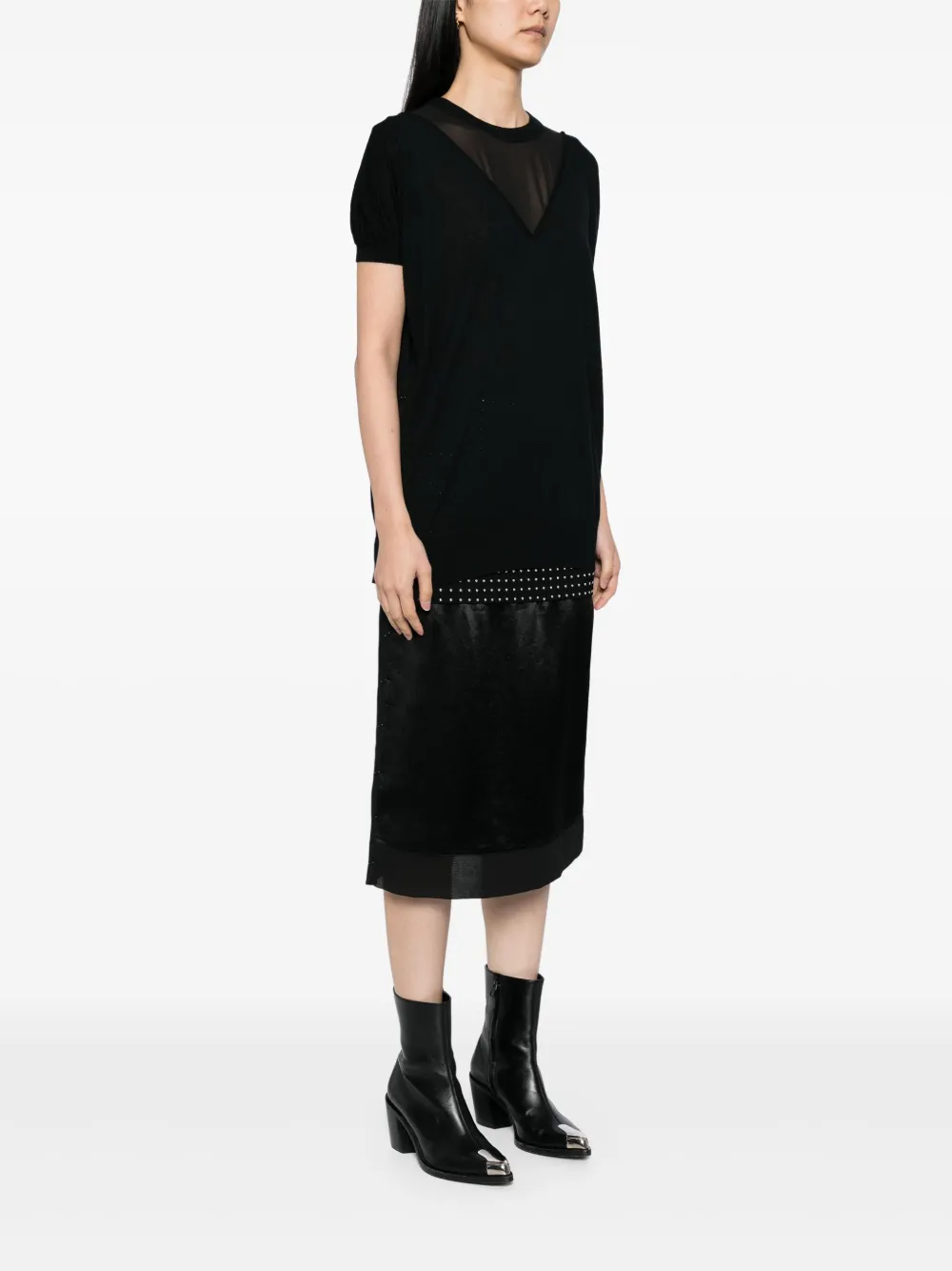 3.1 Phillip Lim Layered Satin And Knitted Midi Dress