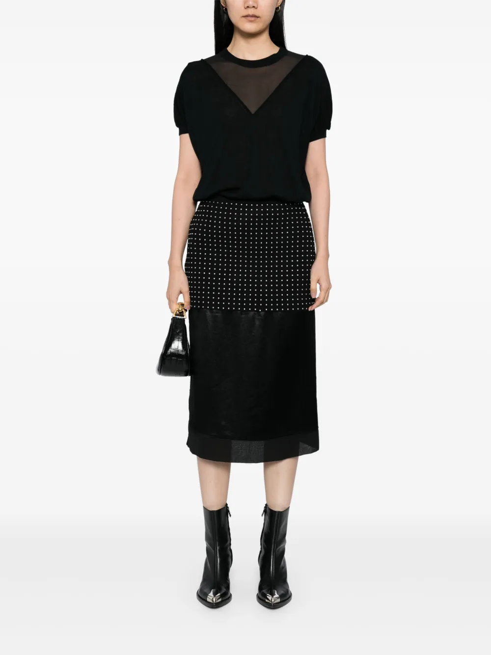 3.1 Phillip Lim Jurk met geborduurde bloemen - Zwart