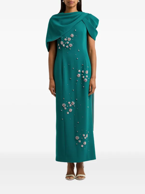 green emerald velvet dress Huishan Zhang main image 0