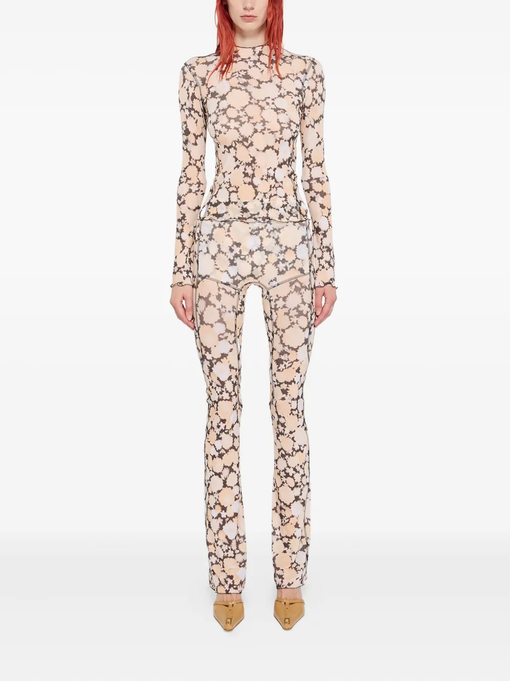  Knwls Floral-print Leggings - Orange 