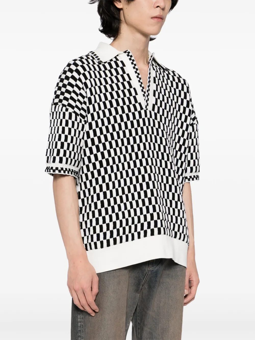 AMIRI Geruit poloshirt Zwart