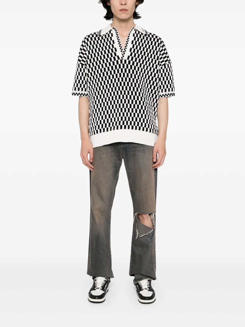 AMIRI Geruit poloshirt - Zwart