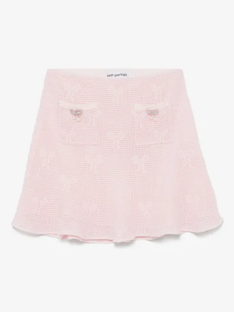 Self-Portrait bow-detail crochet mini skirt